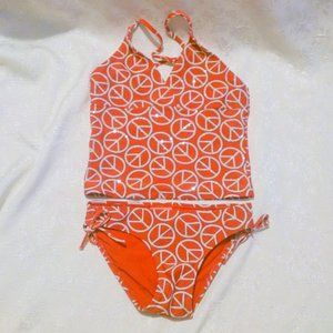 Girls Planet Sea Sequin Peace Symbol Tankini Set *